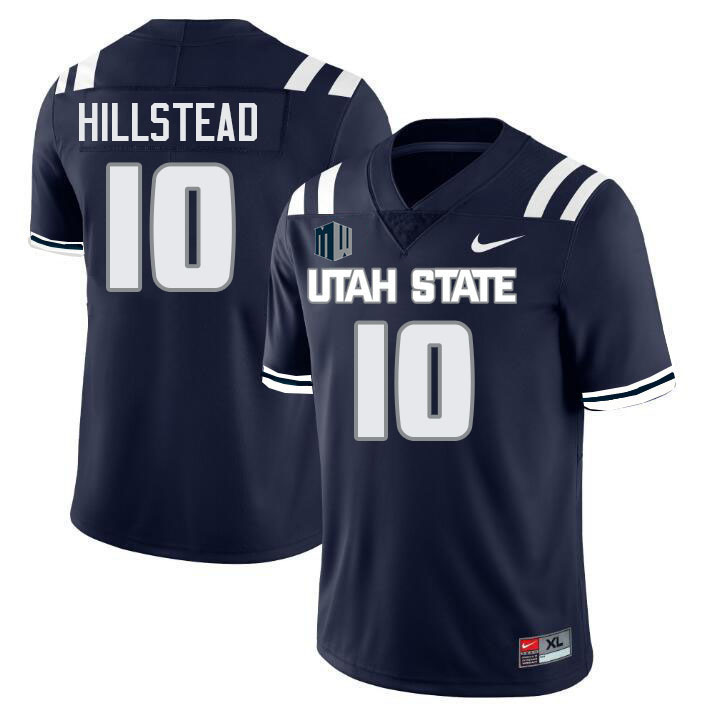Utah State Aggies #10 McCae Hillstead College Football Jerseys Stitched Sale-Navy